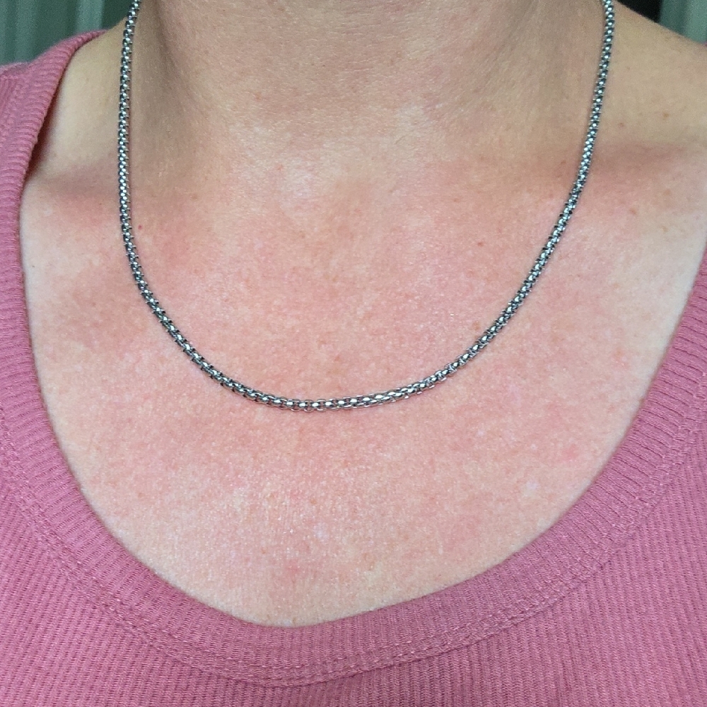 Stainless Steel Box Chain 18" Necklace